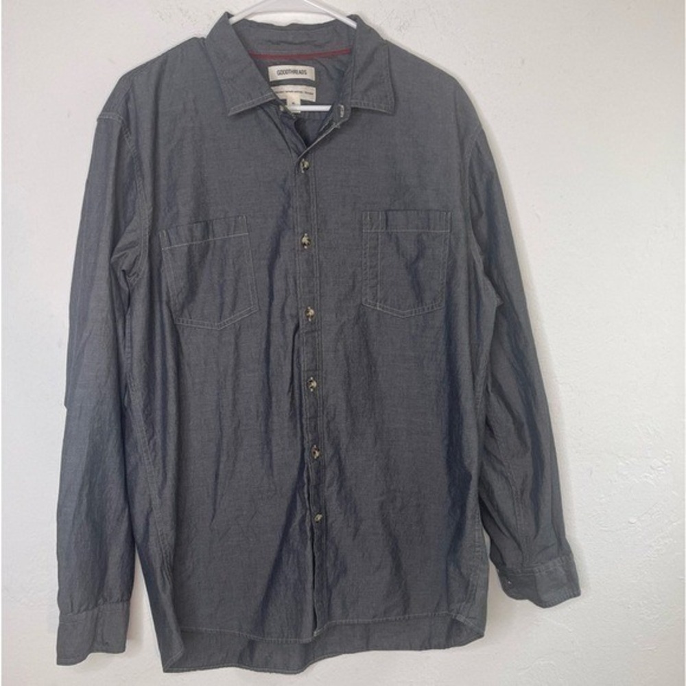 Goodthreads 100% Cotton Button Down Long Sleeve Gray Men's XL